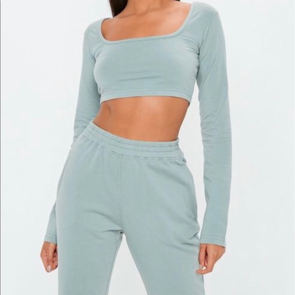 Missguided Tops - BNWT Green Long Sleeve Crop Top